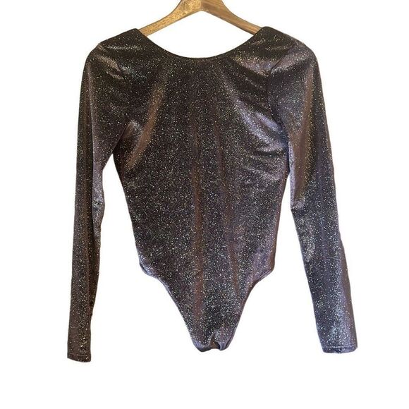 Sparkly Bodysuit, Long Sleeve Leotard, Shimmery Party Top, Glam Night Out - Picture 1 of 7